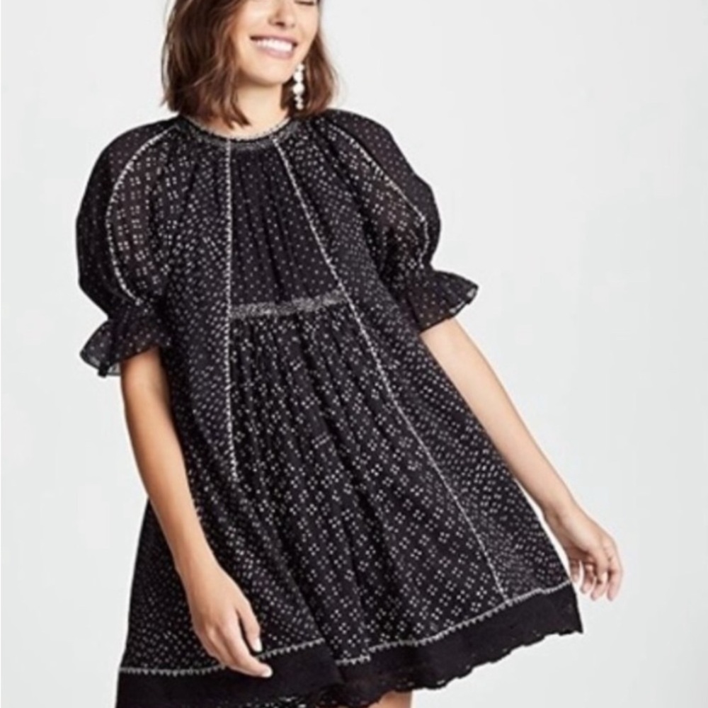 Ulla Johnson Feroz Mini Dress Black & Cream